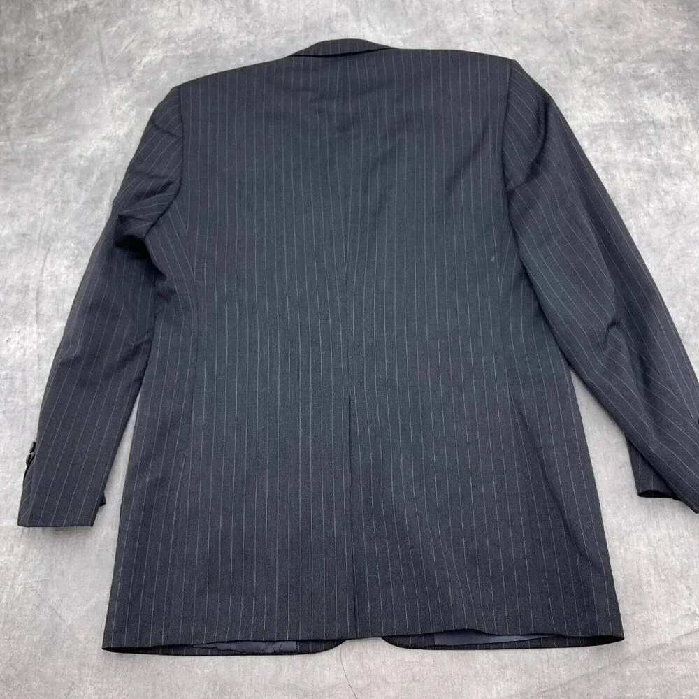 Brooks Brothers Blazer Men‎ 40L Gray White Pinstripe Super 110s Wool VTG